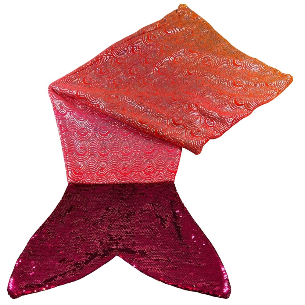 Mermaid‎ Tail Blanket Wearable Cozy Fleece Sequin Orange Pink Fun Throw